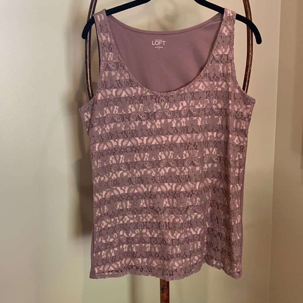 Ann Taylor LOFT  Dusty Rose Lace Tank